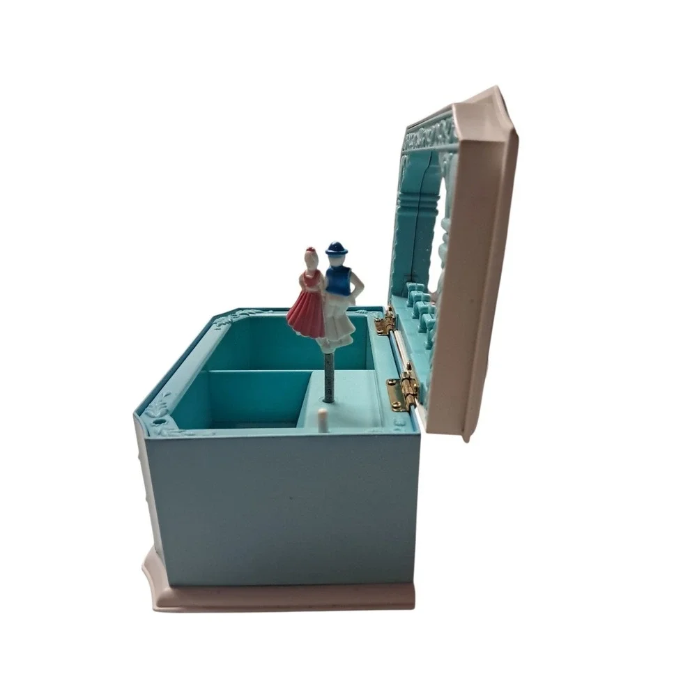 Blue Dancing Ballerina Couple Musical Jewelry Storage‎ Box